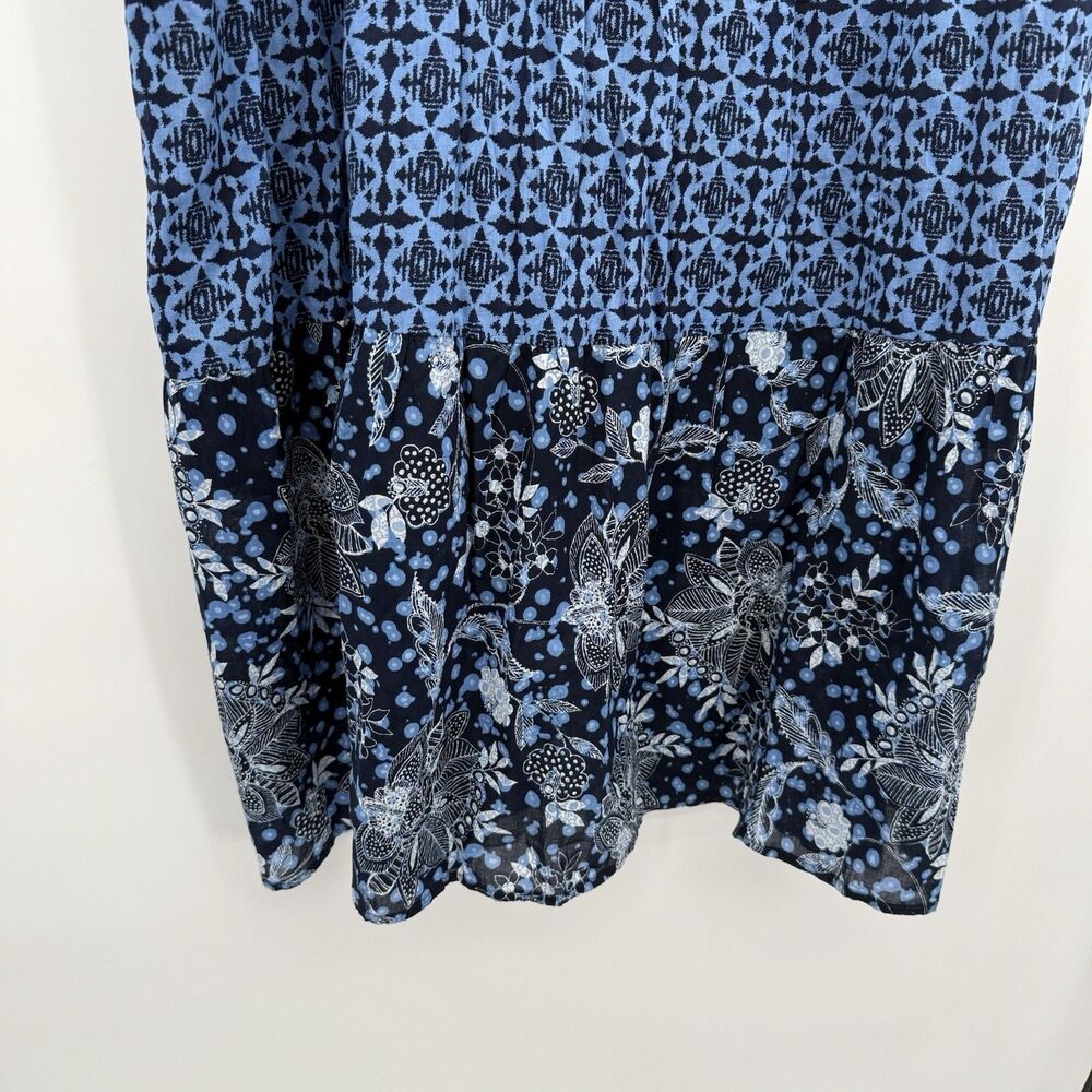 Basic Editions Blue Pattern Elastic Midi Skirt Pl… - image 3